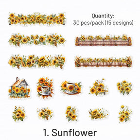 Flower and Fence PET Stickers sku-1