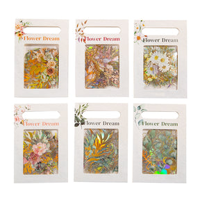 Flower and Plant Holographic Hot Stamping PET Stickers - Eucalyptus, Grass, Rose, Bouquet, Daisy b6