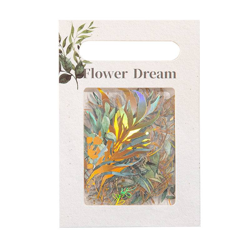 Flower and Plant Holographic Hot Stamping PET Stickers - Eucalyptus, Grass, Rose, Bouquet, Daisy b7