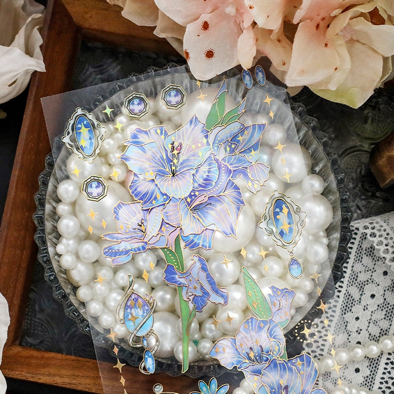 Flower and Plant Holographic PET Decorative Sticker b6