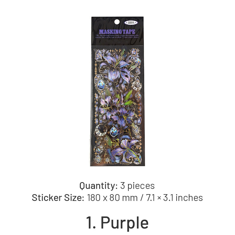 Flower and Plant Holographic PET Decorative Sticker sku-1