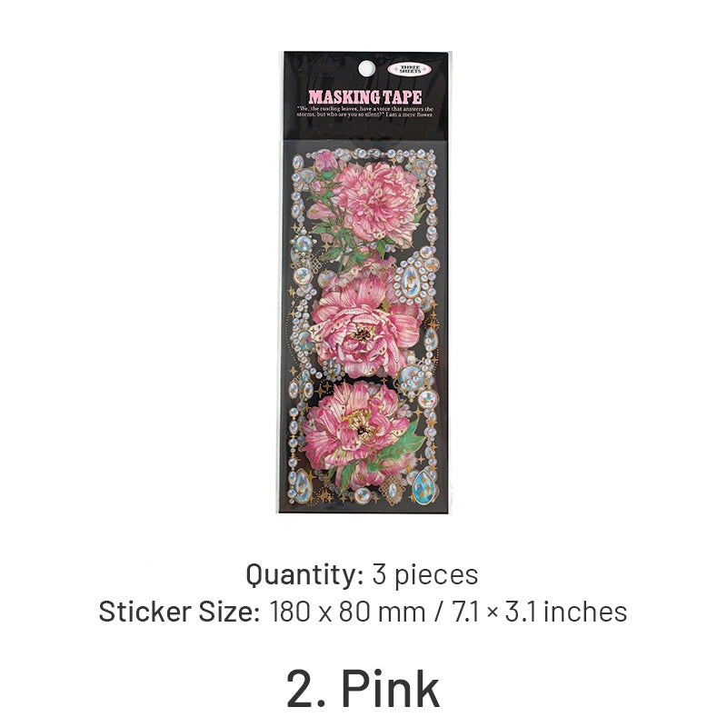 Flower and Plant Holographic PET Decorative Sticker sku-2