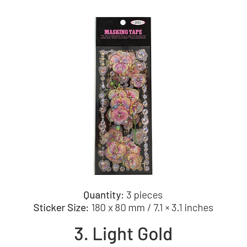 Flower and Plant Holographic PET Decorative Sticker sku-3