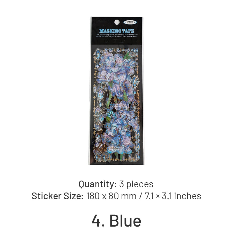 Flower and Plant Holographic PET Decorative Sticker sku-4