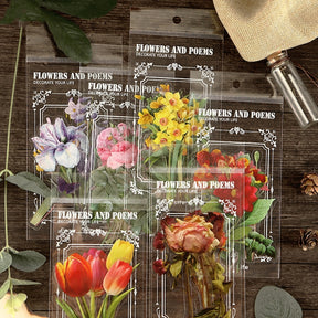 Flower and Poetry Series PET Plant Stickers a