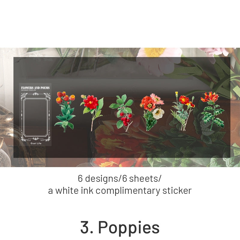 Flower and Poetry Series PET Plant Stickers sku-3