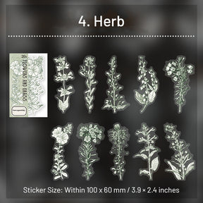 Flower Cottage Plant Stickers - Daisy, Magnolia, Daffodil, Herbs sku-4