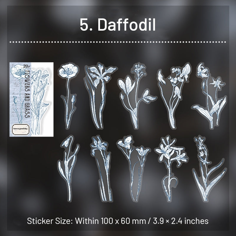Flower Cottage Plant Stickers - Daisy, Magnolia, Daffodil, Herbs sku-5