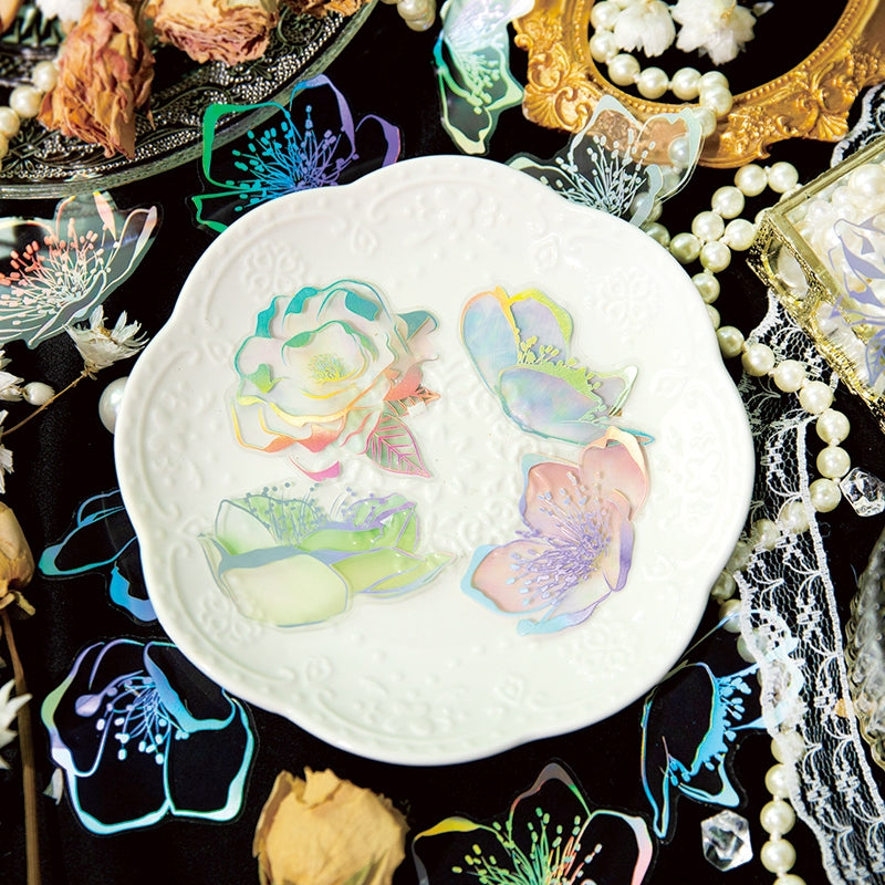 Flower Holographic Hot Stamping PET Sticker b7