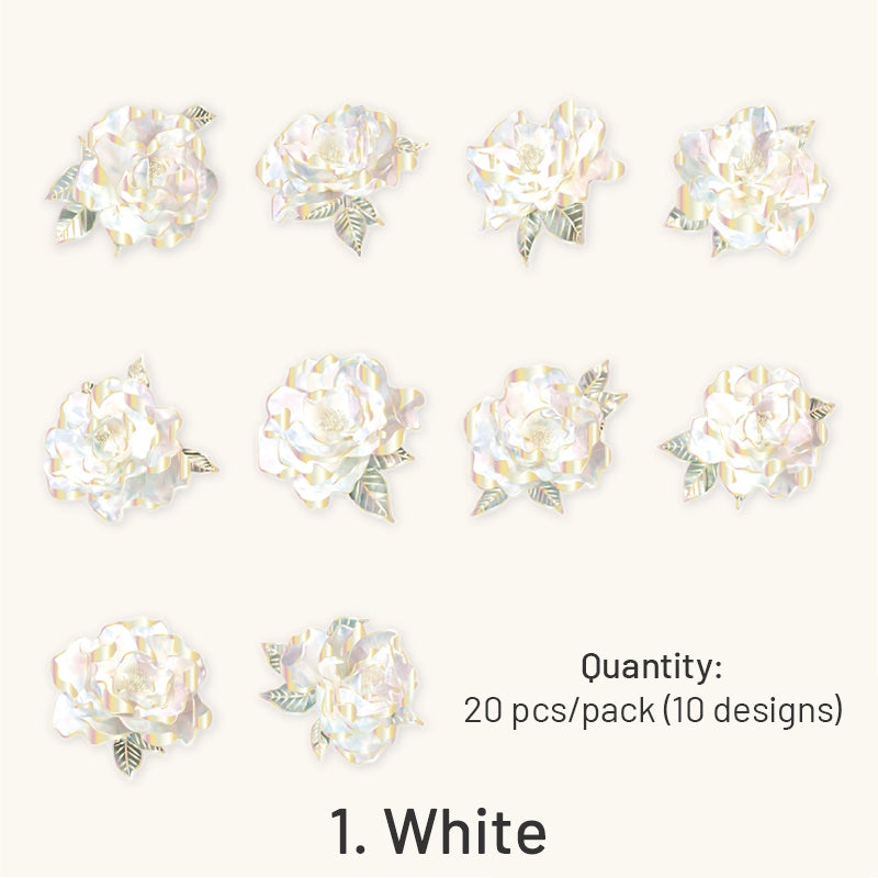 Flower Holographic Hot Stamping PET Sticker sku-1