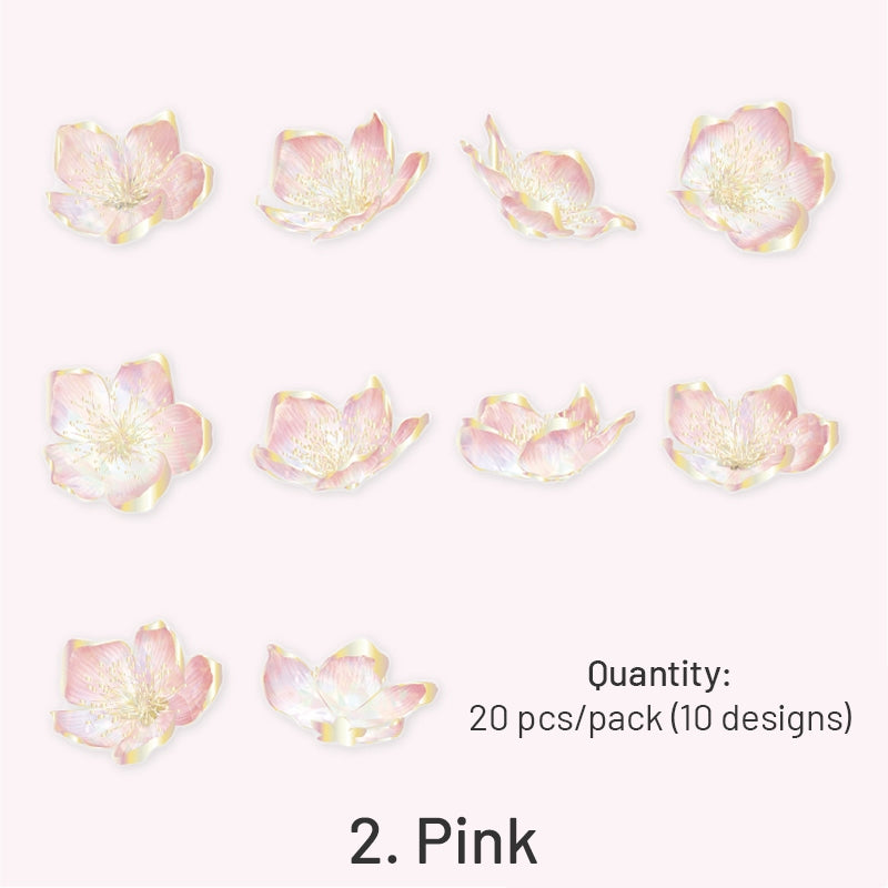Flower Holographic Hot Stamping PET Sticker sku-2