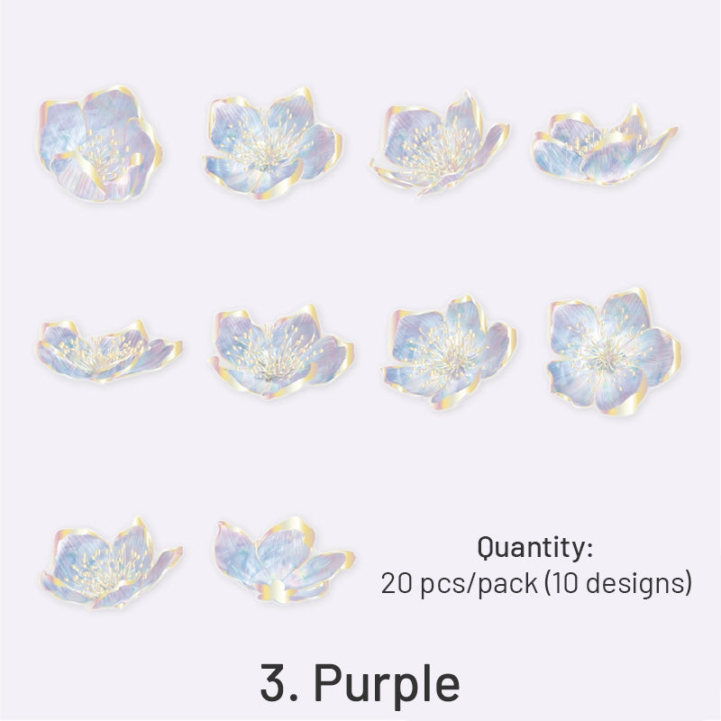 Flower Holographic Hot Stamping PET Sticker sku-3