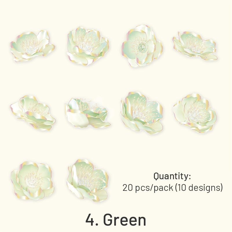 Flower Holographic Hot Stamping PET Sticker sku-4