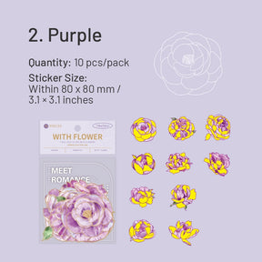 Flower Holographic Hot Stamping PET Stickers sku-2