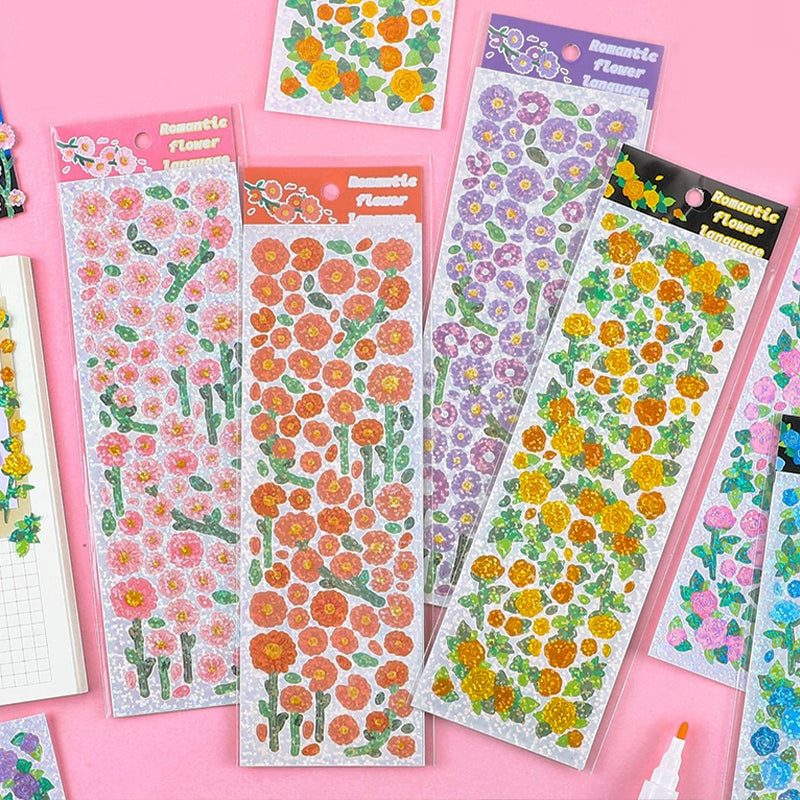 Flower Holographic PET Stickers a