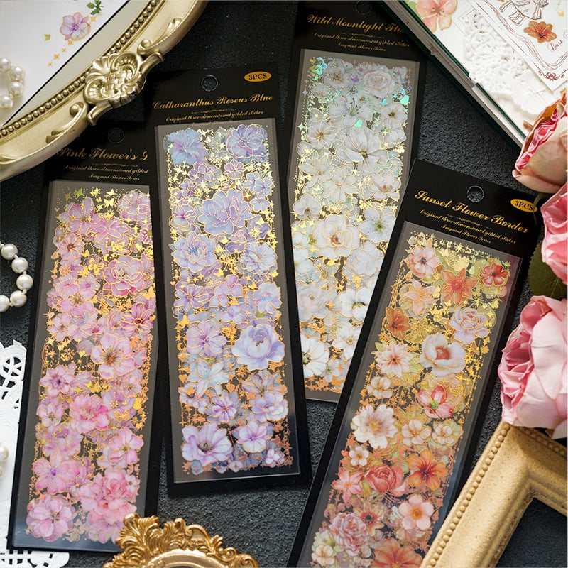 Flower Hot Stamping Gold Sticker Sheets a
