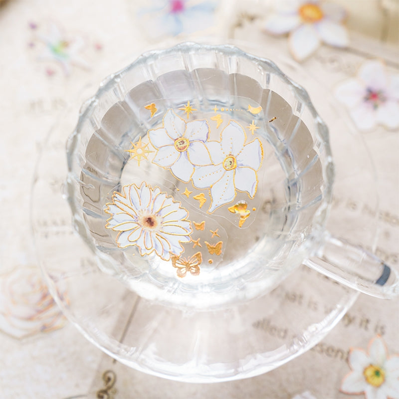 Flower Hot Stamping Gold Sticker Sheets b1