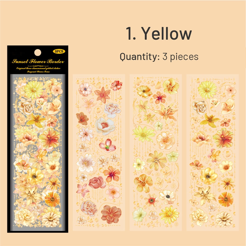 Flower Hot Stamping Gold Sticker Sheets sku-1