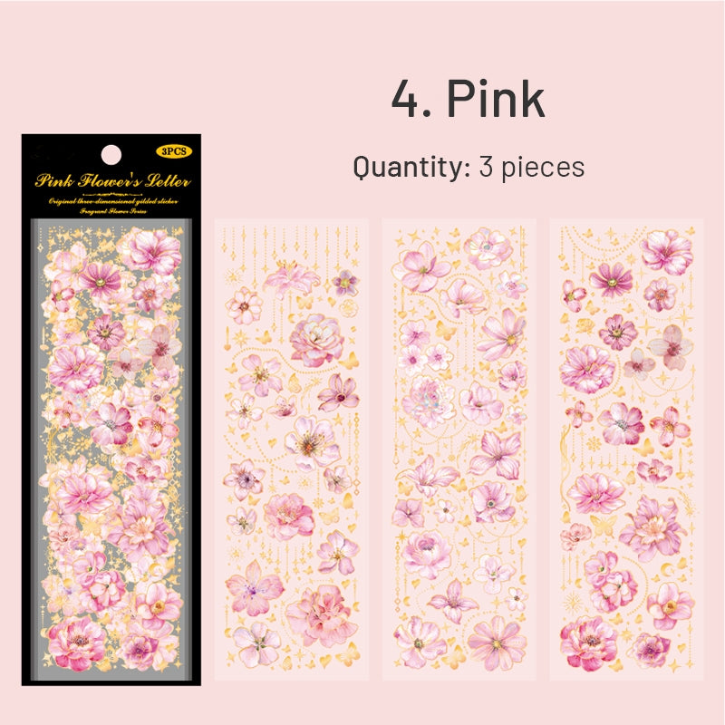 Flower Hot Stamping Gold Sticker Sheets sku-4