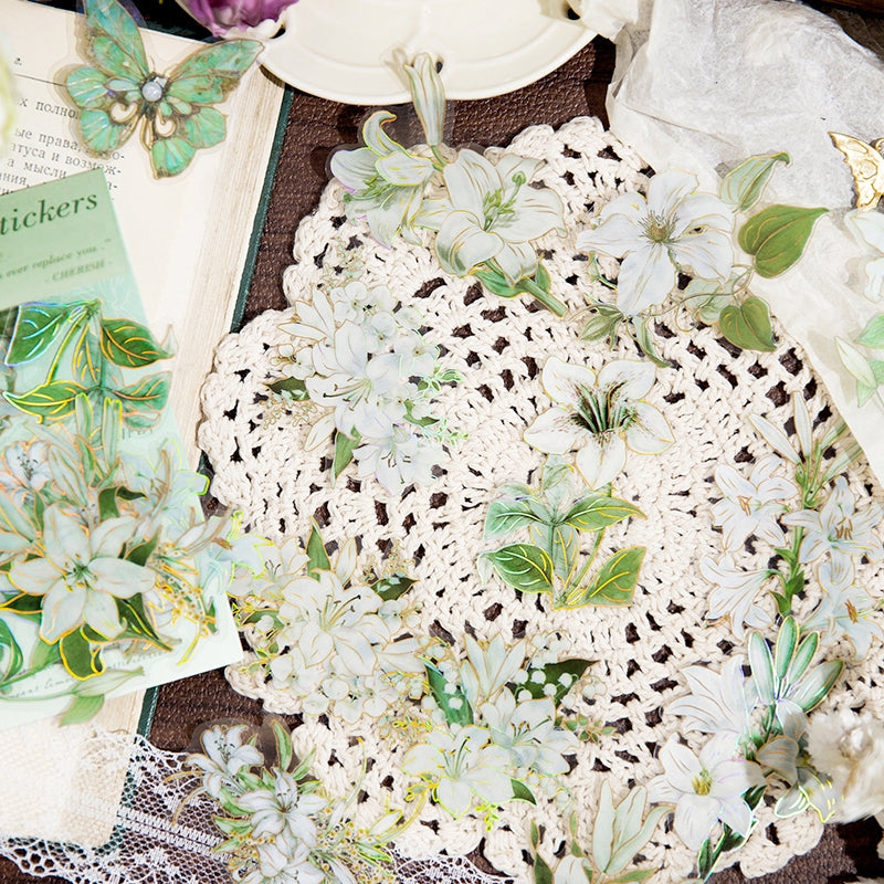 Flower Hot Stamping PET Stickers - Tulip, Rose, Hydrangea, Lily, Daffodil, Sunflower b4