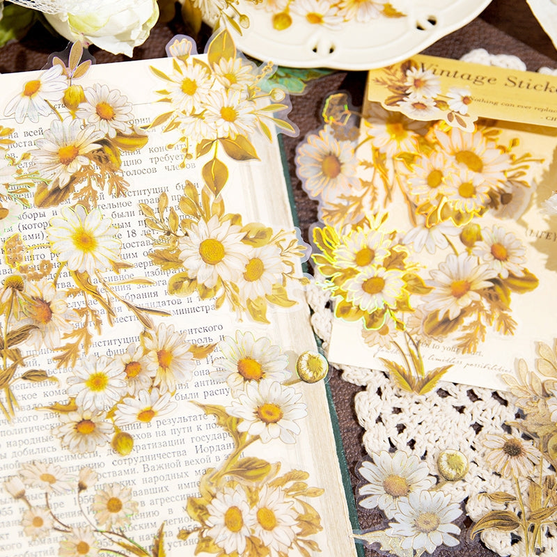 Flower Hot Stamping PET Stickers - Tulip, Rose, Hydrangea, Lily, Daffodil, Sunflower b5