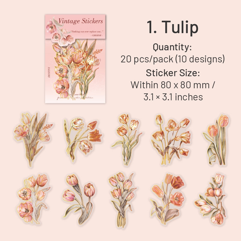 Flower Hot Stamping PET Stickers - Tulip, Rose, Hydrangea, Lily, Daffodil, Sunflower sku-1