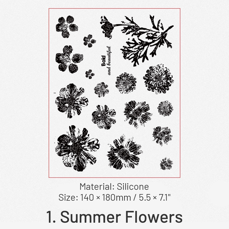 Flower Language Series Clear Retro Plant Silicone Stamps sku-1