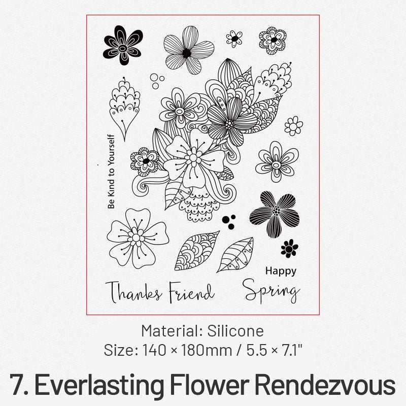 Flower Language Series Clear Retro Plant Silicone Stamps sku-7