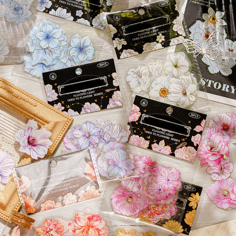 Flower PET Holographic Hot Stamping Stickers a