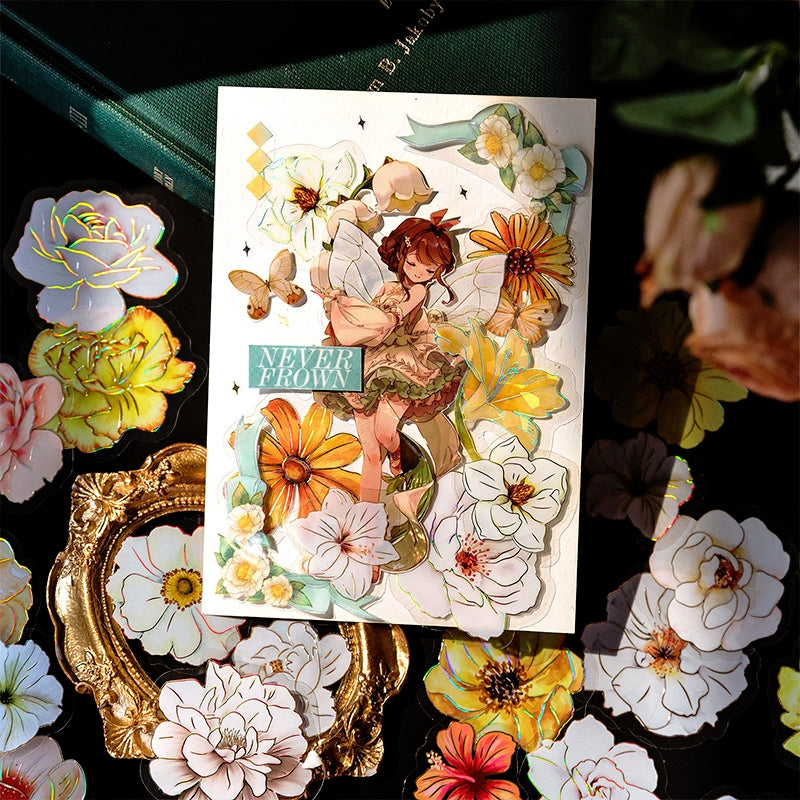 Flower PET Holographic Hot Stamping Stickers b6