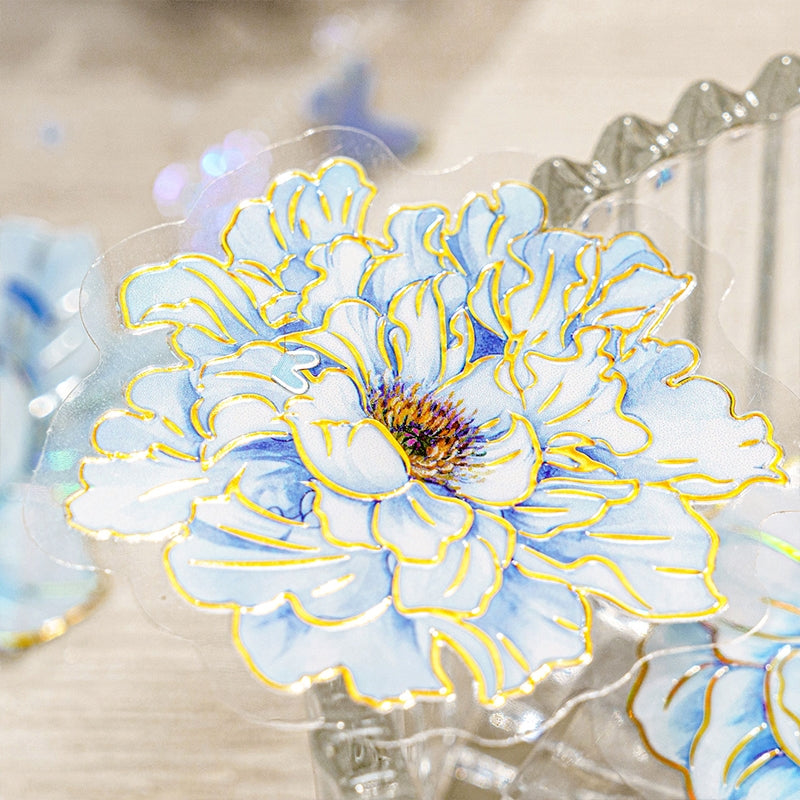 Flower PET Holographic Hot Stamping Stickers c