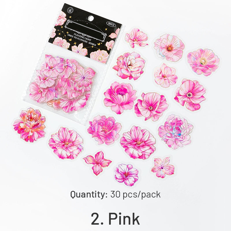 Flower PET Holographic Hot Stamping Stickers sku-2