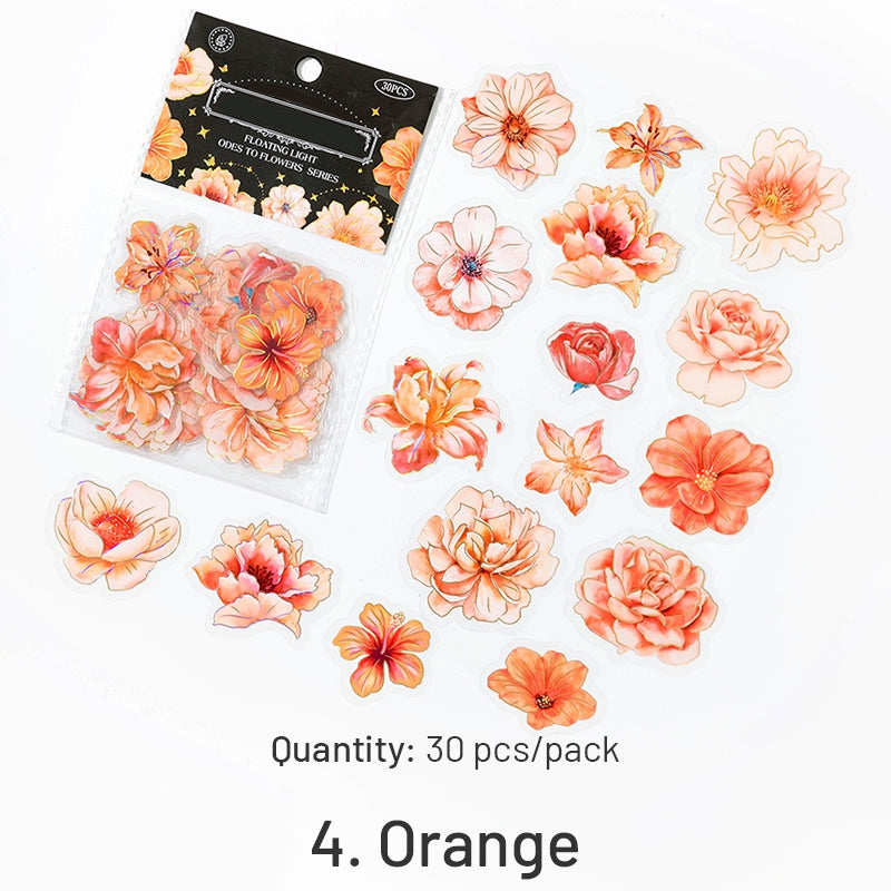 Flower PET Holographic Hot Stamping Stickers sku-4