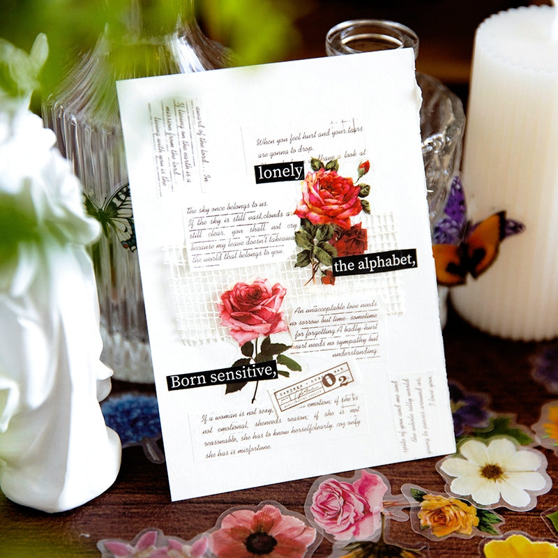 Flower PET Stickers - Rose, Hydrangea, Sunflower, Tulip b3