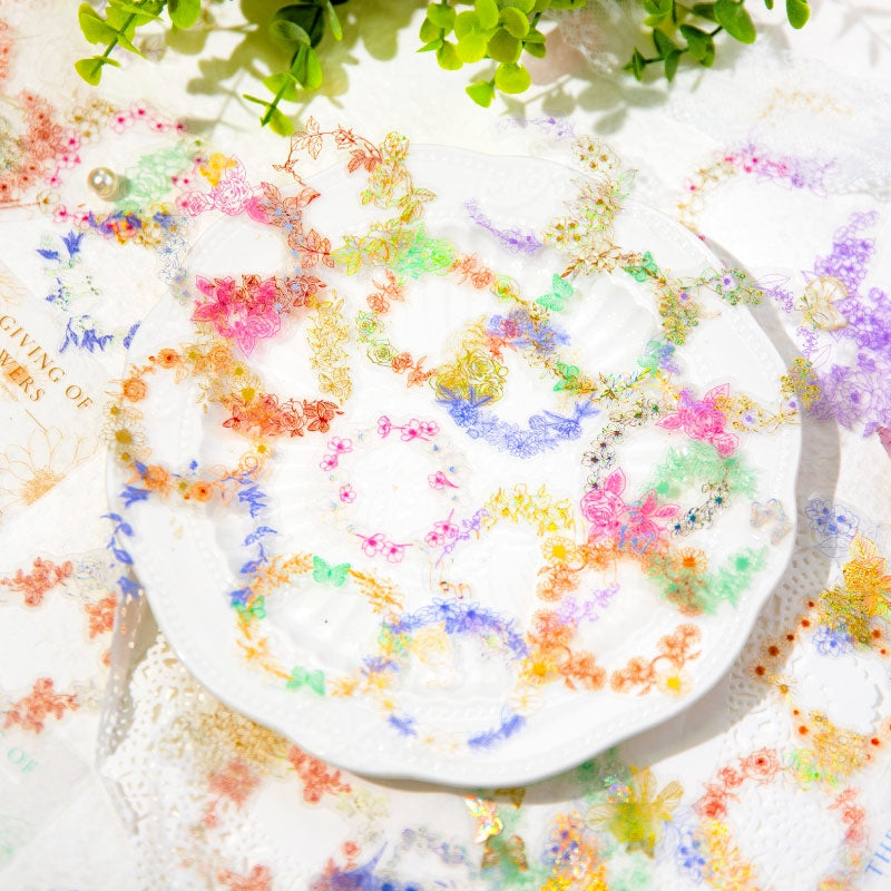 Flower Pledge Foil Stamping Botanical Sticker Pack - Hyacinth, Camellia, Sakura b1