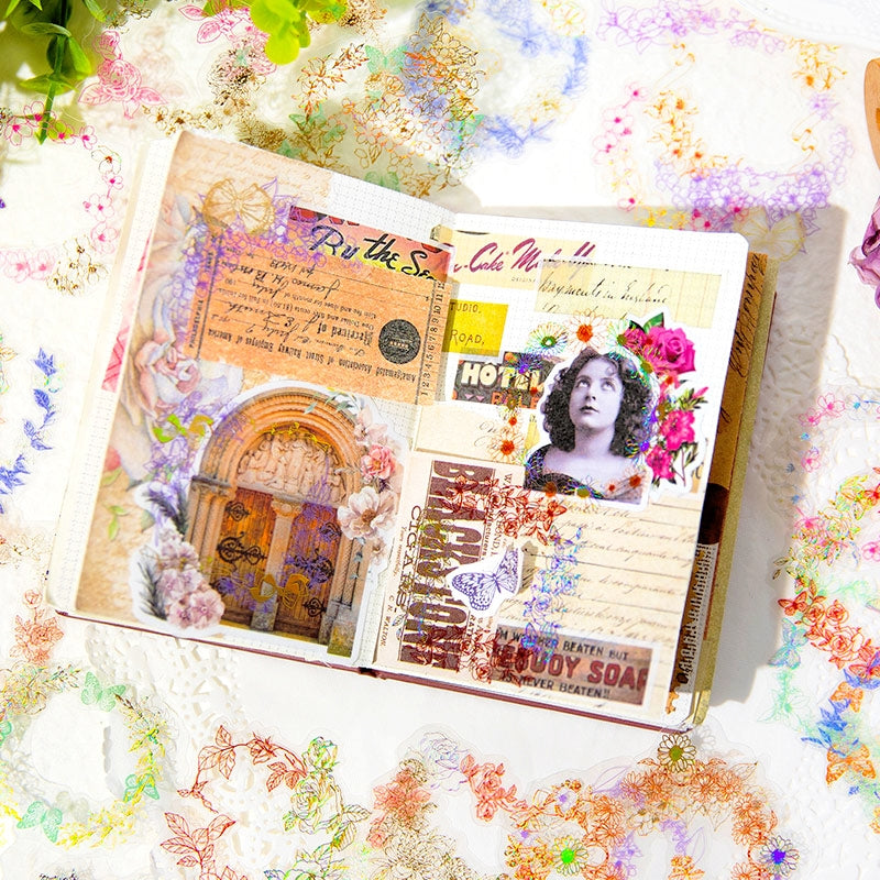 Flower Pledge Foil Stamping Botanical Sticker Pack - Hyacinth, Camellia, Sakura b3
