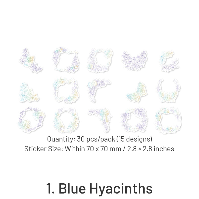 Flower Pledge Foil Stamping Botanical Sticker Pack - Hyacinth, Camellia, Sakura sku-1