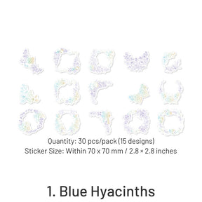 Flower Pledge Foil Stamping Botanical Sticker Pack - Hyacinth, Camellia, Sakura sku-1