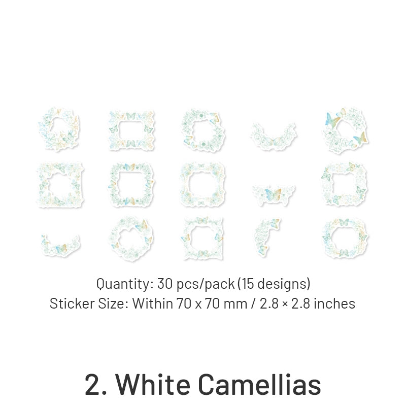 Flower Pledge Foil Stamping Botanical Sticker Pack - Hyacinth, Camellia, Sakura sku-2