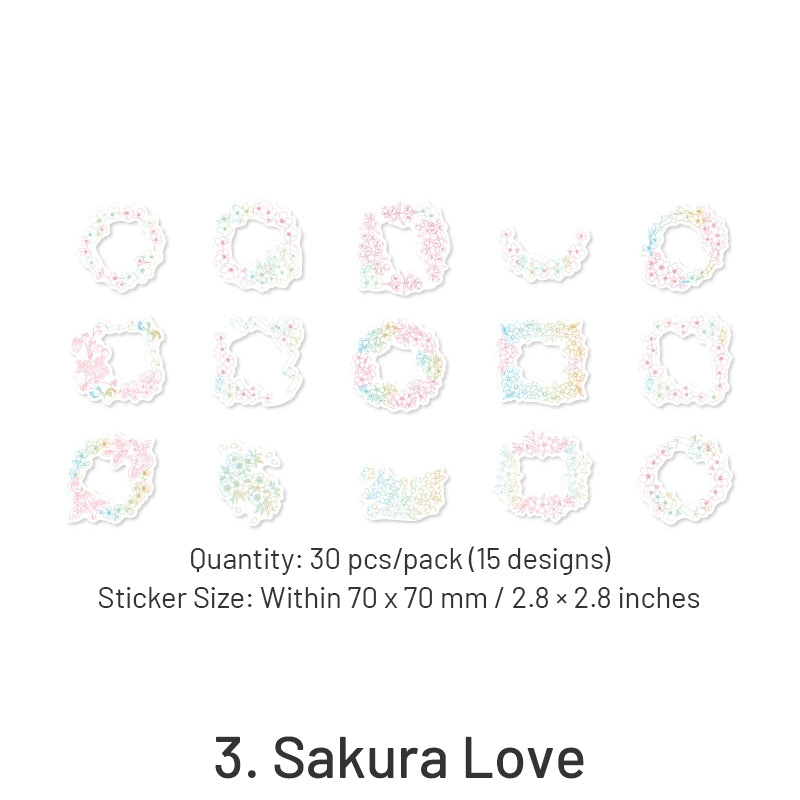 Flower Pledge Foil Stamping Botanical Sticker Pack - Hyacinth, Camellia, Sakura sku-3