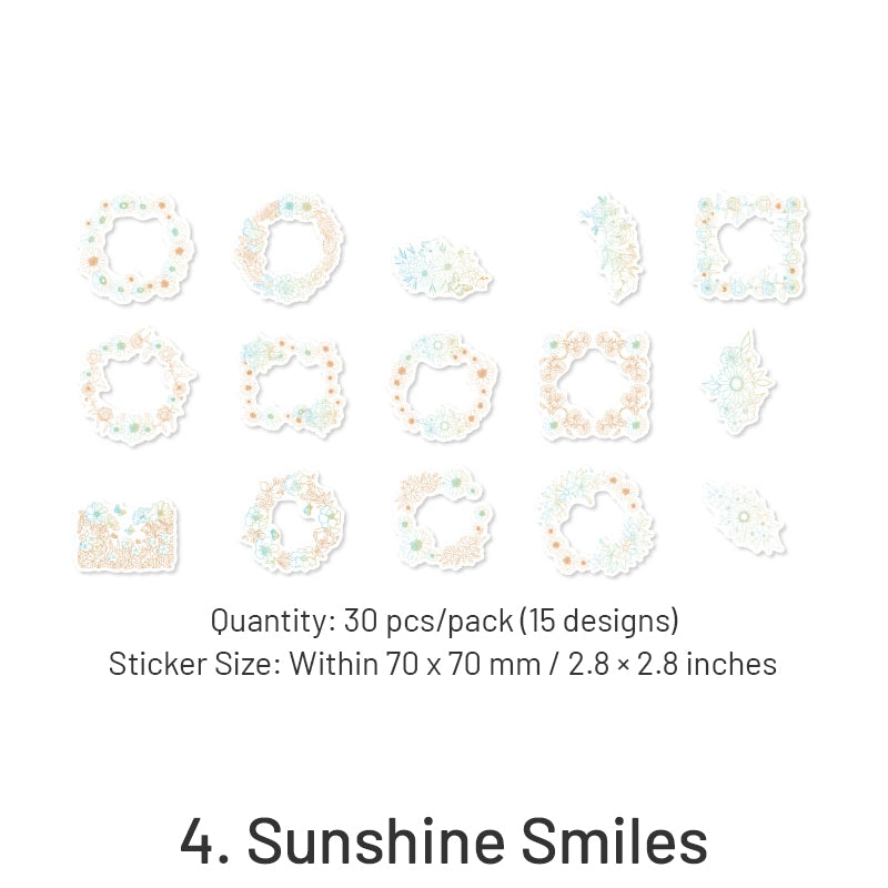Flower Pledge Foil Stamping Botanical Sticker Pack - Hyacinth, Camellia, Sakura sku-4