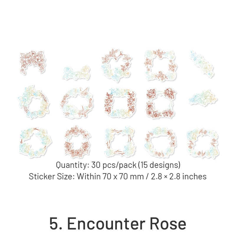 Flower Pledge Foil Stamping Botanical Sticker Pack - Hyacinth, Camellia, Sakura sku-5