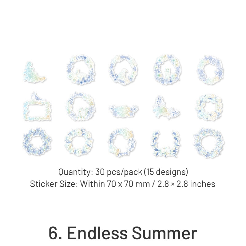 Flower Pledge Foil Stamping Botanical Sticker Pack - Hyacinth, Camellia, Sakura sku-6