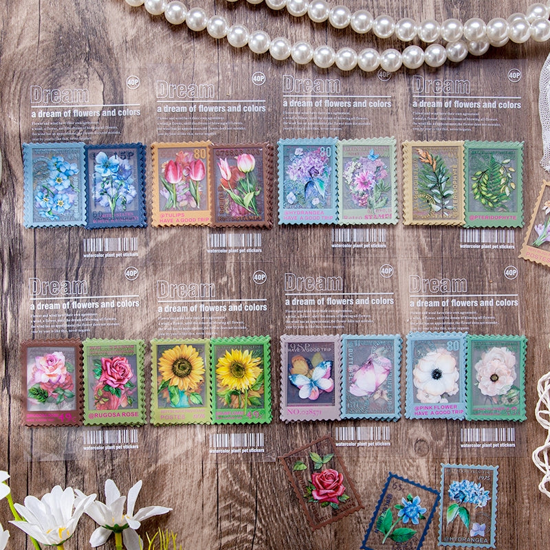 Flower Post Series PET Plant Stamp Sticker Pack b5