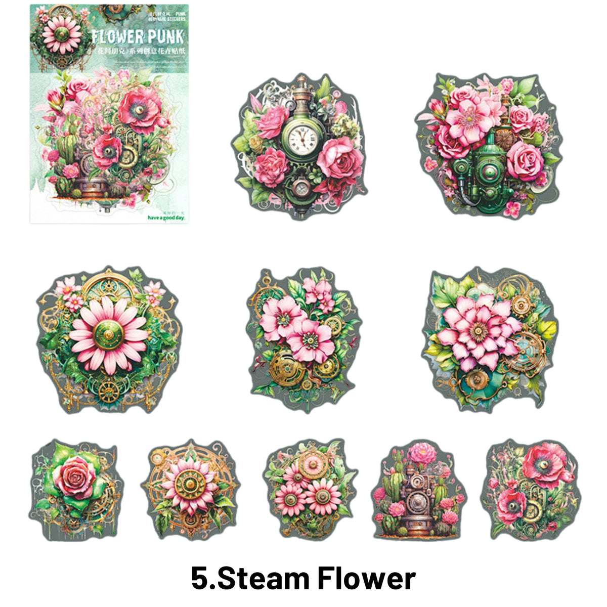 Flower Punk Series Punk Flower Wild Landscape Sticker Pack 5