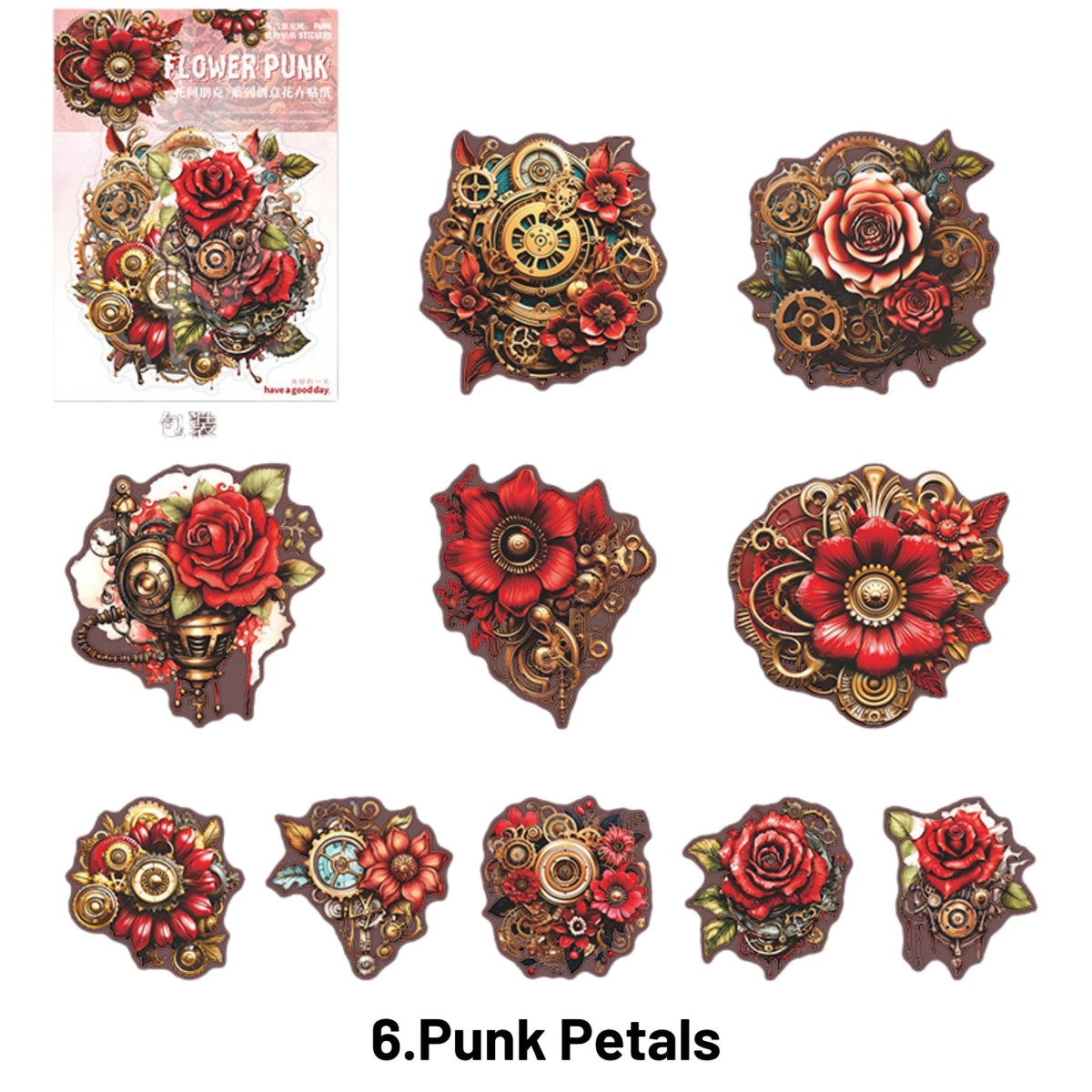 Flower Punk Series Punk Flower Wild Landscape Sticker Pack 6