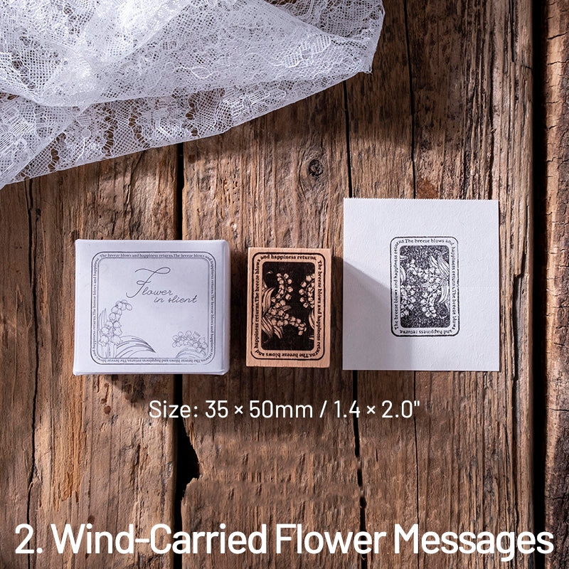 Flower Reflection Tranquility Series Retro Artistic Wooden Rubber Stamp sku-2