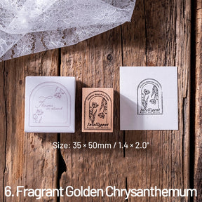 Flower Reflection Tranquility Series Retro Artistic Wooden Rubber Stamp sku-6
