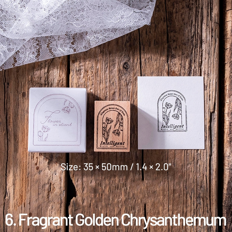 Flower Reflection Tranquility Series Retro Artistic Wooden Rubber Stamp sku-6