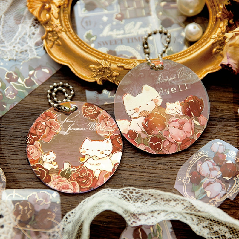 Flower Theme Botanical Foil Stamped PET Tape - Rose, Tulip b2